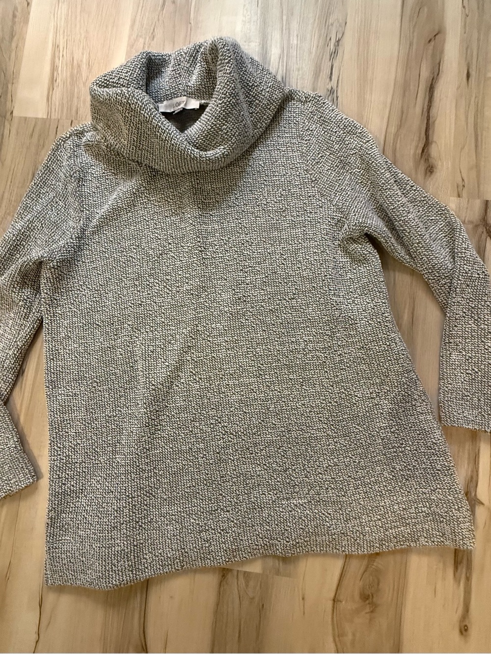 NWOT LOFT Heathered Gray and Cream Cowl Neck Sweater